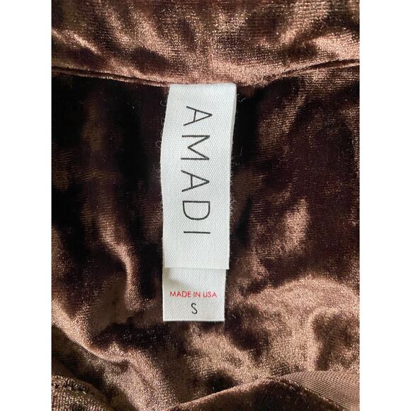 ANTHROPOLOGIE Amadi Brown Crushed Velvet Shirt Size Small - Picture 5 of 6